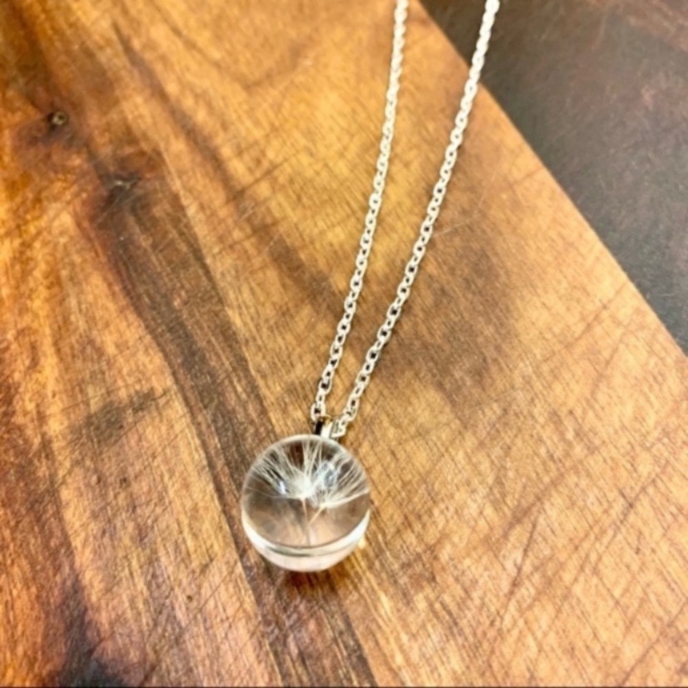 Silver Encased Dandelion Pendant Necklace
